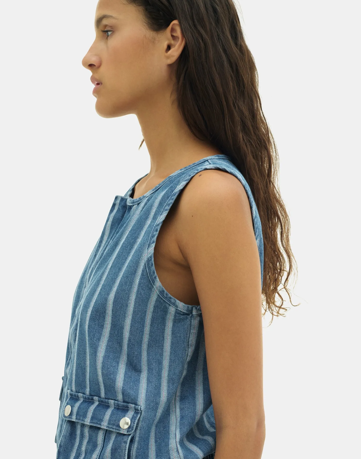 Natura Selection Camisetas Y Tops|Chalecos^Chaleco Denim Neve 149737-BLUE