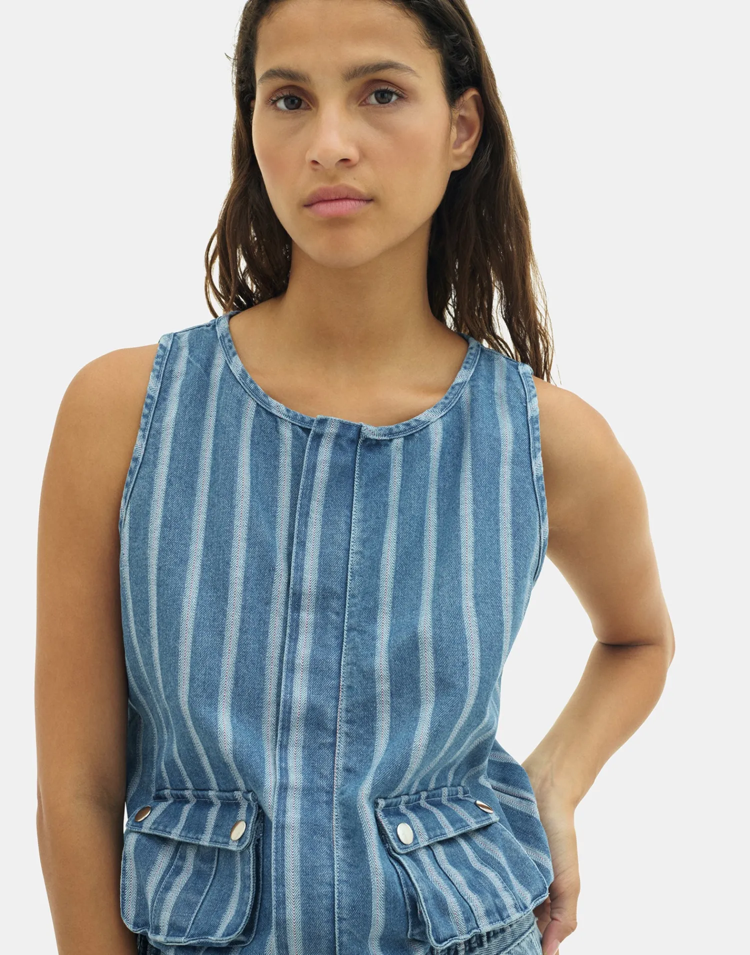 Natura Selection Camisetas Y Tops|Chalecos^Chaleco Denim Neve 149737-BLUE