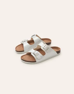 Natura Selection Calzado^Sandalia Doble Hebilla Ergonómica Metalizada 145446-SILVER